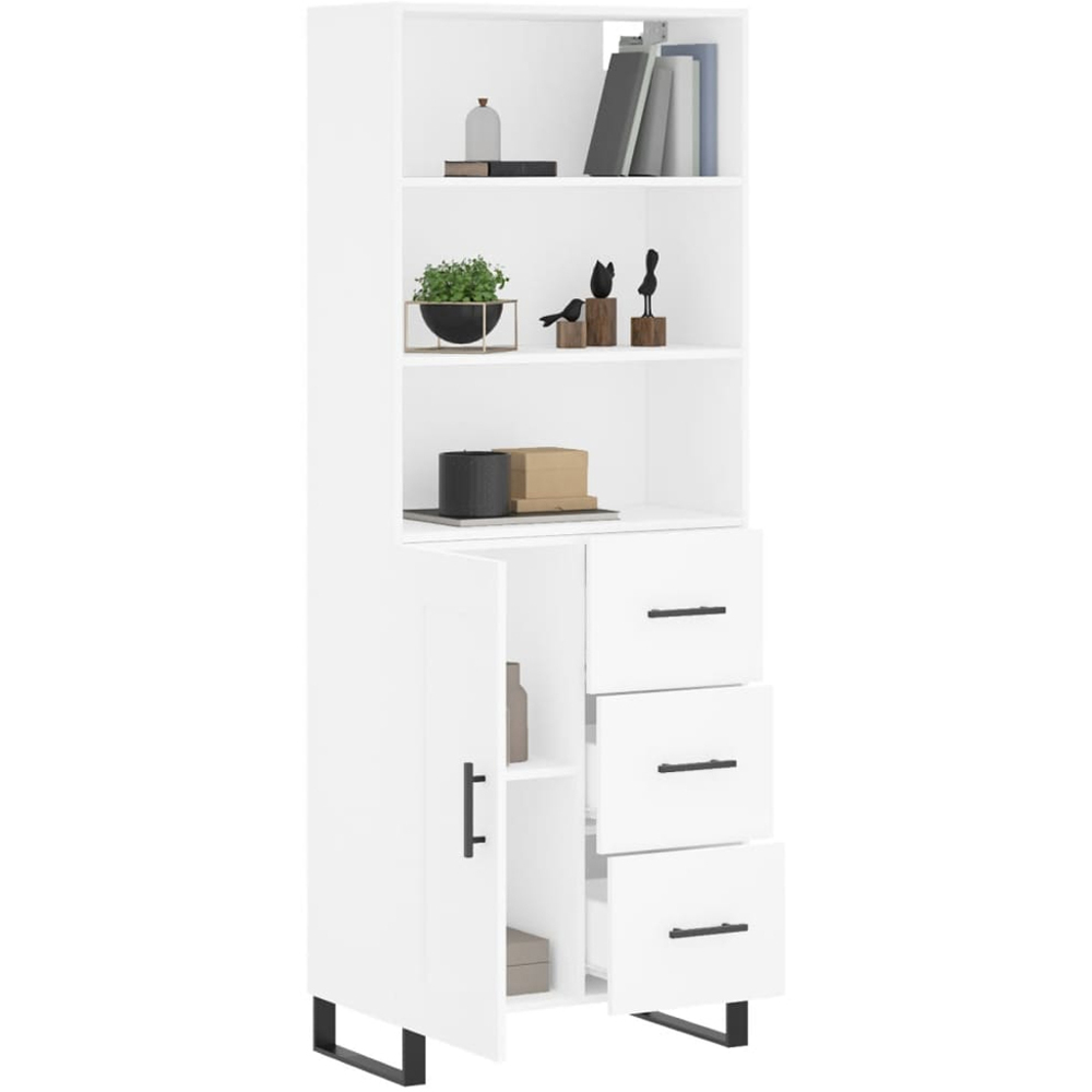 vidaXL Single Door 3 Drawer 3 Shelf White Highboard Image 3