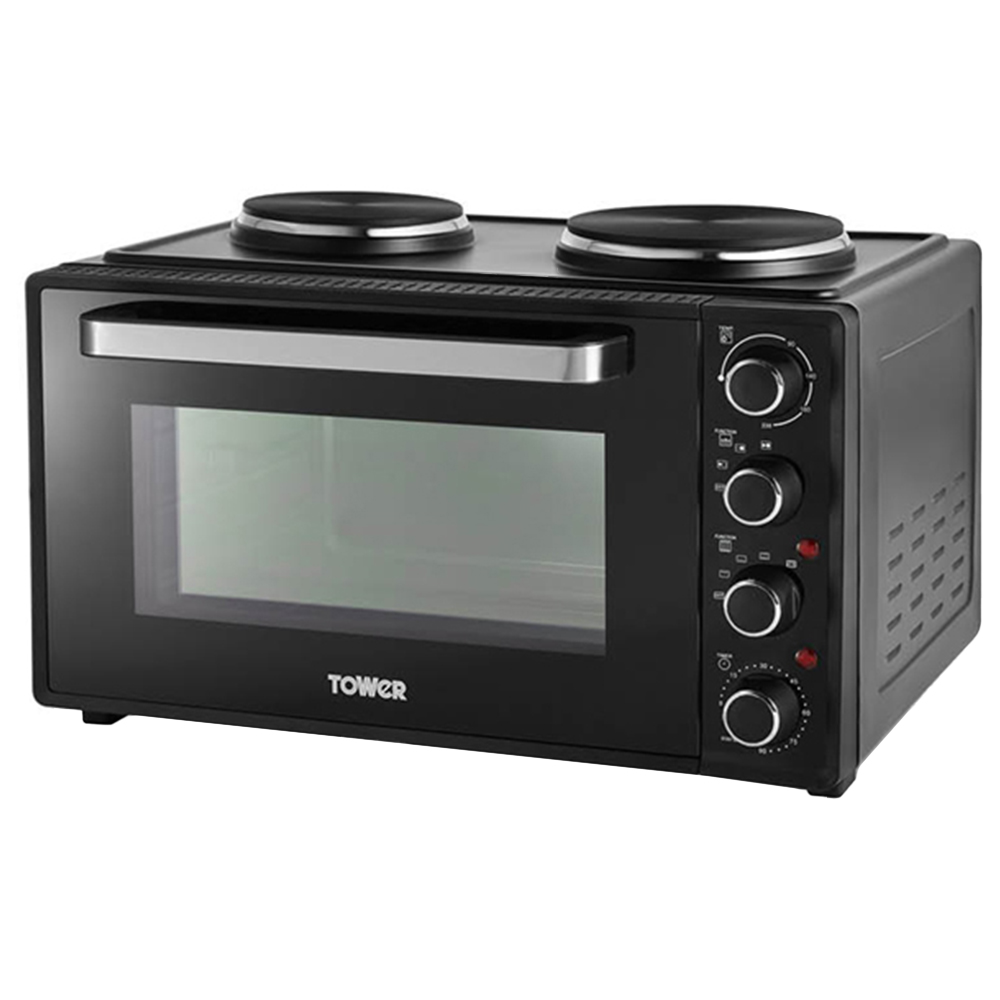 Tower T14045 Black Mini Oven with Hot Plates 42L Image 2