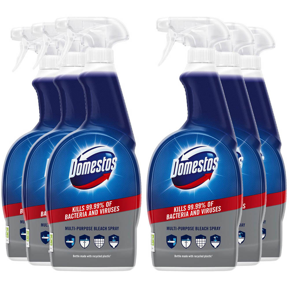 Domestos Multipurpose Bleach Surface Cleaner Disinfectant Spray 700ml 6 Pack Image 1