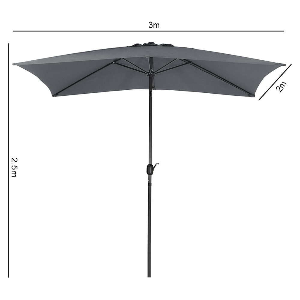 Living and Home Dark Grey Square Crank Tilt Parasol with Square Base 3m Image 8