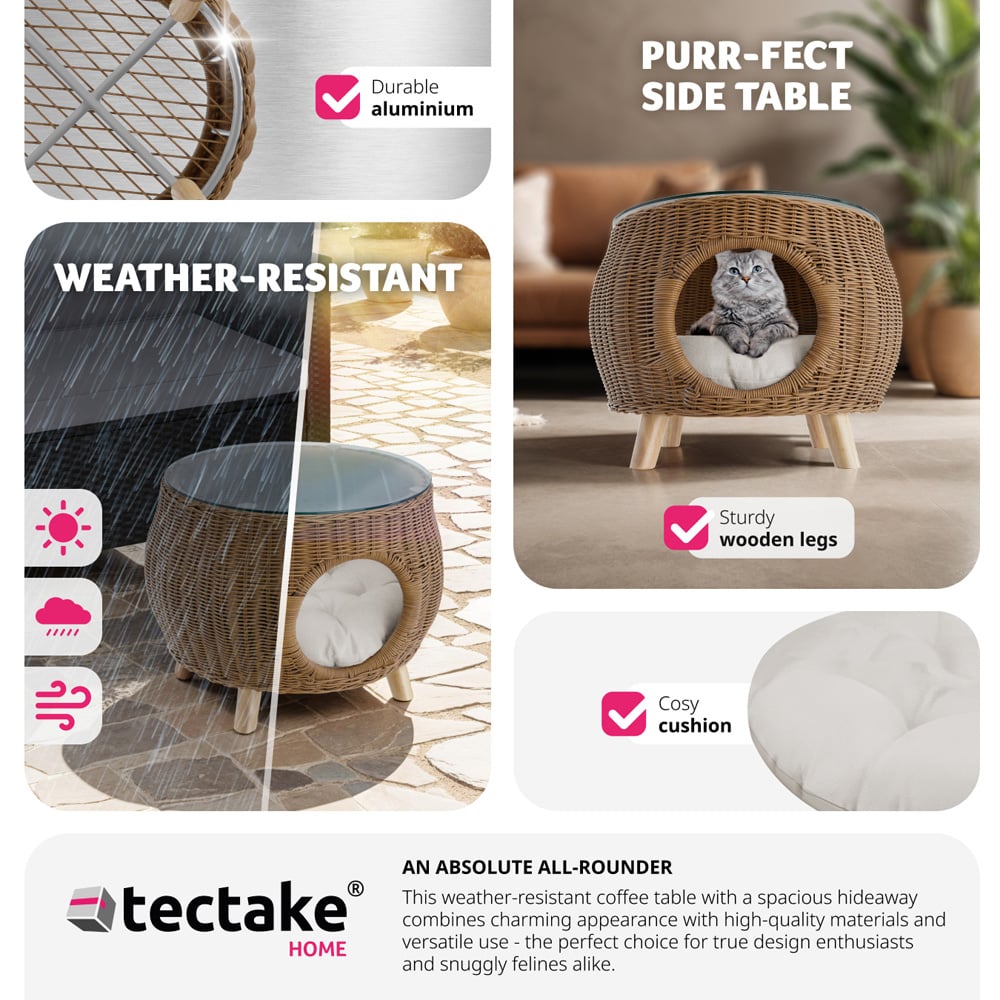 tectake Kalea 2 Door Cat Cupboard with Side Entrance and Scratching Mat Image 8