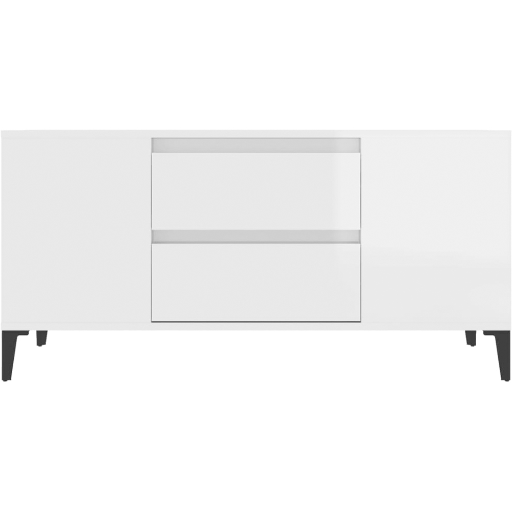vidaXL 2 Drawer 4 Shelf High Gloss White TV Cabinet Image 6
