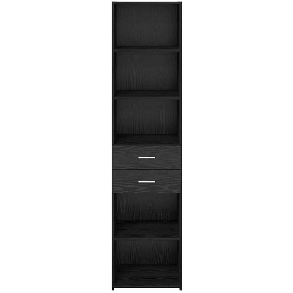 vidaXL 2 Drawer 5 Open Shelf Black Oak Slim Highboard Image 4