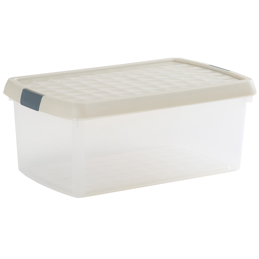 Wham Clip 10.5L Clear Stone and Slate Grey Rectangular Storage Box with Lid 3 Pack Image 1