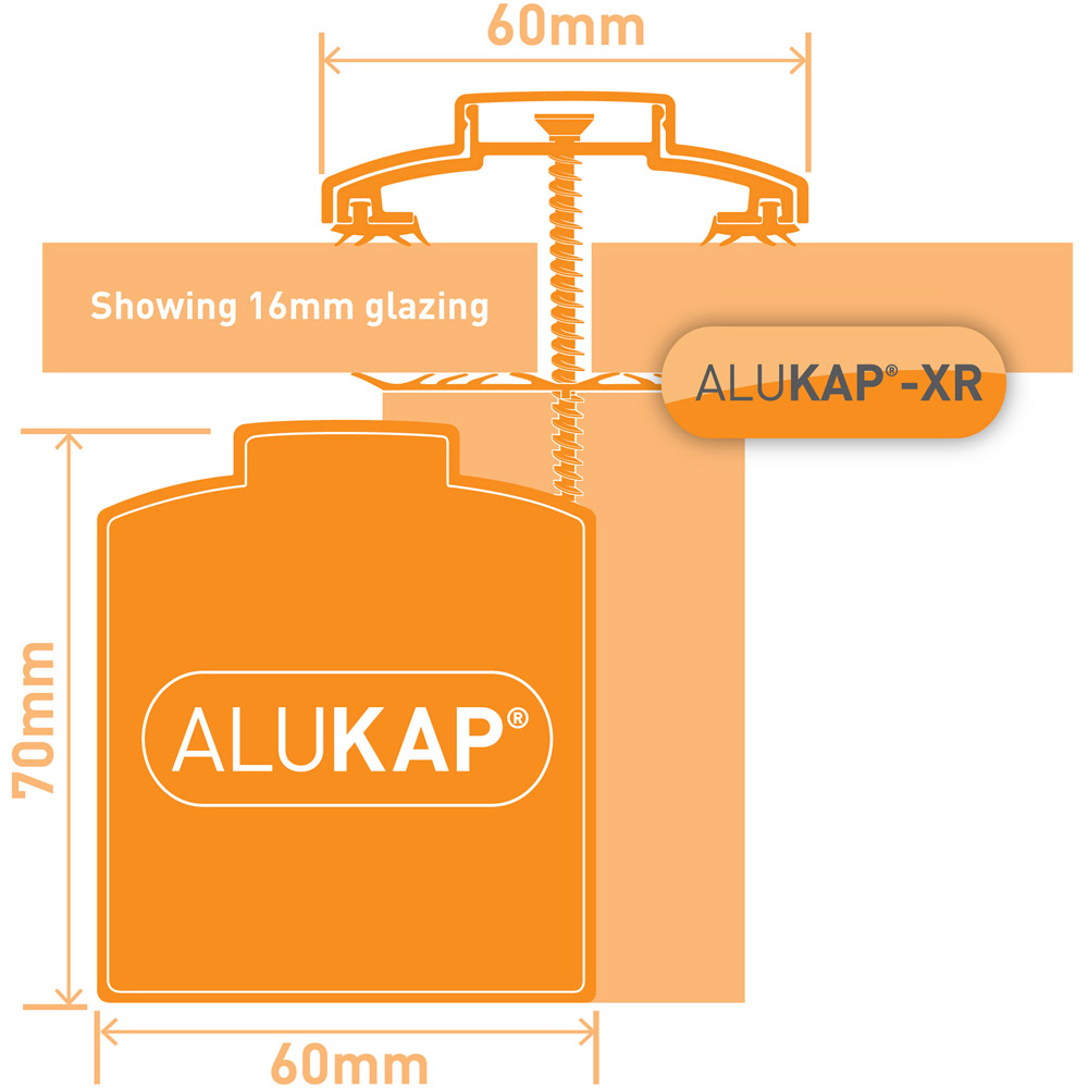 Alukap-XR 60mm White Aluminium Glazing Bar System 3.6m with 55mm Slot Fit Rafter Gasket Image 4