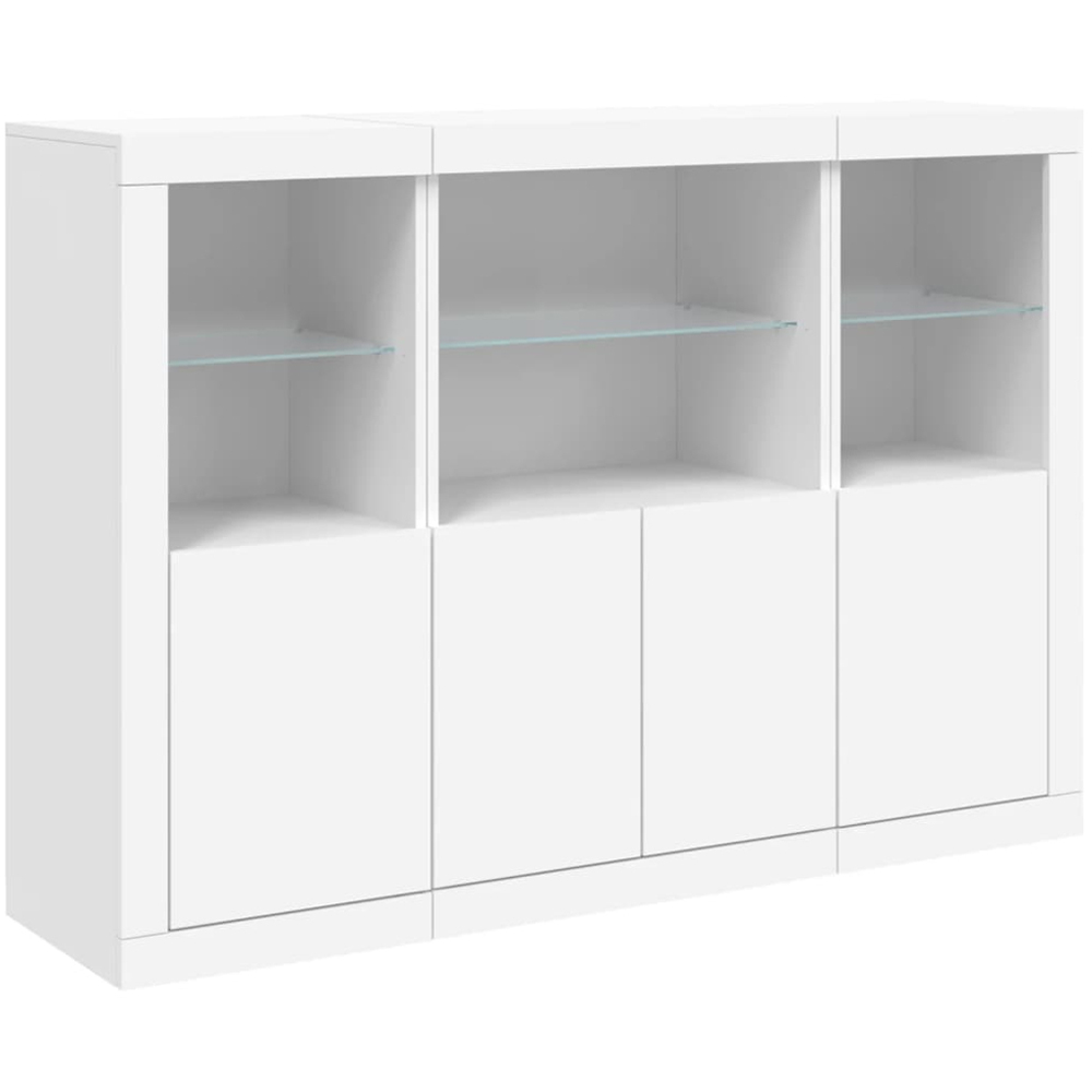 vidaXL 4 Door 6 Shelf White LED Sideboard 3 Piece Image 2