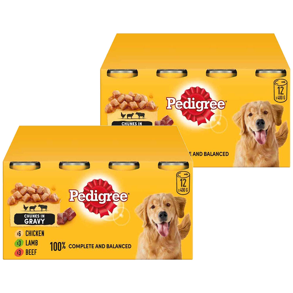 Pedigree Mixed Selection in Gravy Tinned Dog Food 400g Case of 2 x 12 Pack Image 1