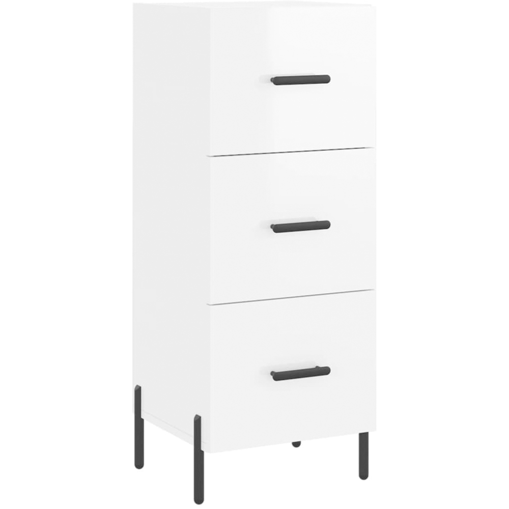 vidaXL 3 Drawer High Gloss White Sideboard Image 2