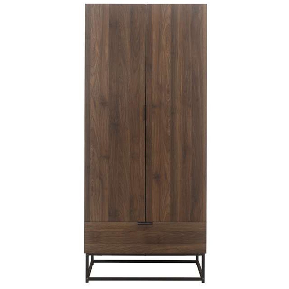 Houston 2 Door Single Drawer Walnut Wood Effect Wardrobe Image 3