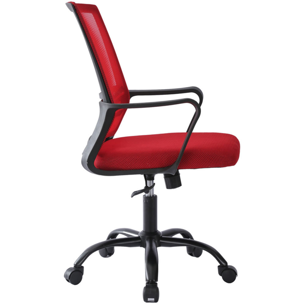 Red Swivel Height Adjustable Mesh Back Office Chair Image 4