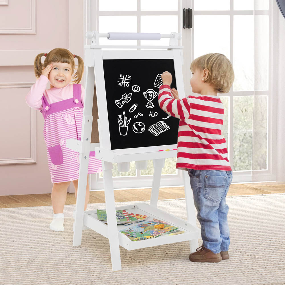 Costway 3-in-1 Kids White Double Sided Foldable Art Easel Image 2