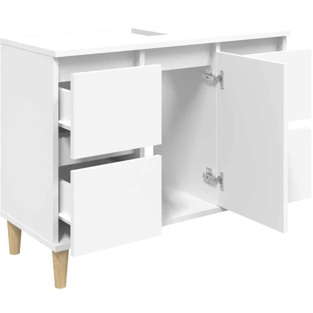 vidaXL Single Door 4 Drawer White Washbasin Cabinet Image 5