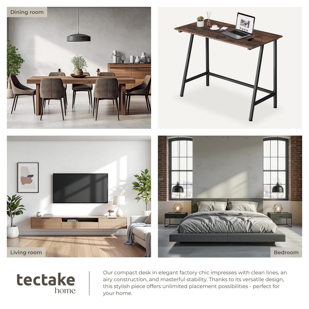 tectake Newton Industrial Dark Wood Desk Image 5