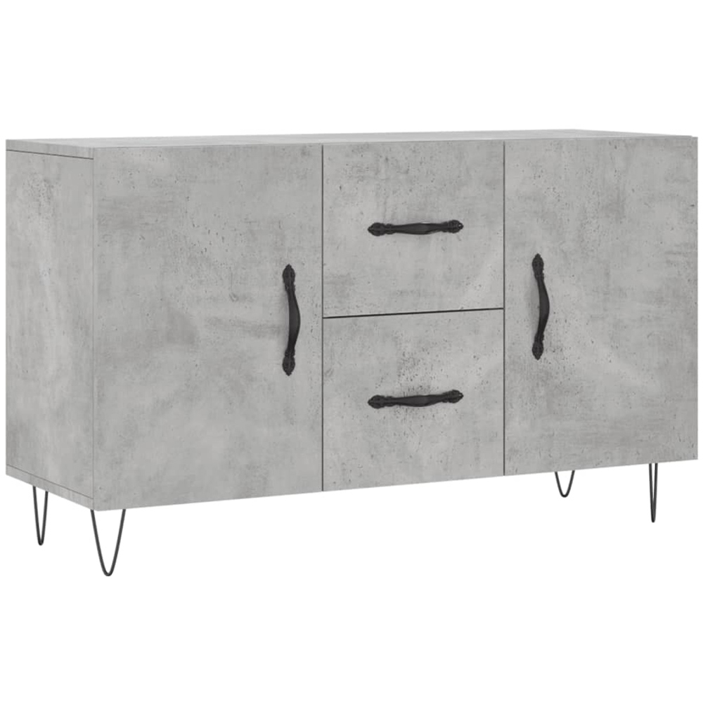 vidaXL 2 Door 2 Drawer Concrete Grey Wooden Sideboard Image 2