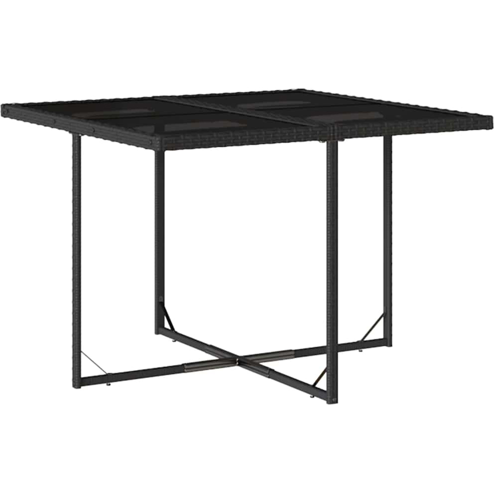 Walplus 4 Seater Foldable Poly Rattan Garden Dining Set with Cushions Black Image 4