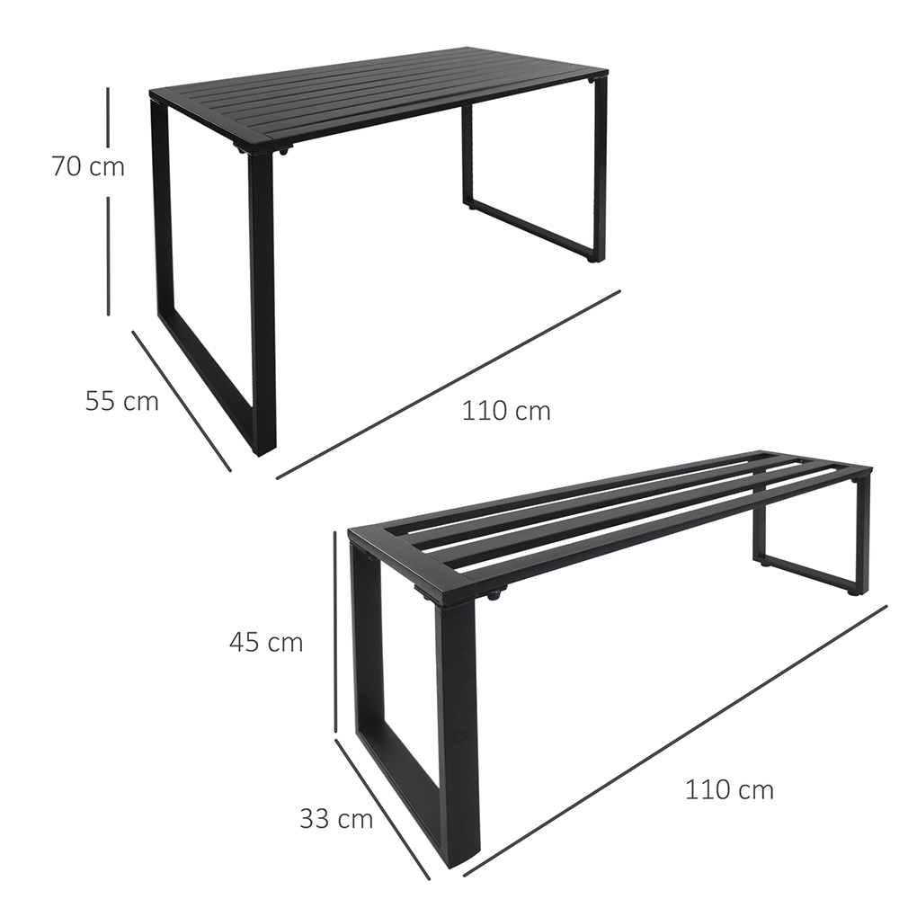 Outsunny 3 Piece Outdoor Table Black Image 7