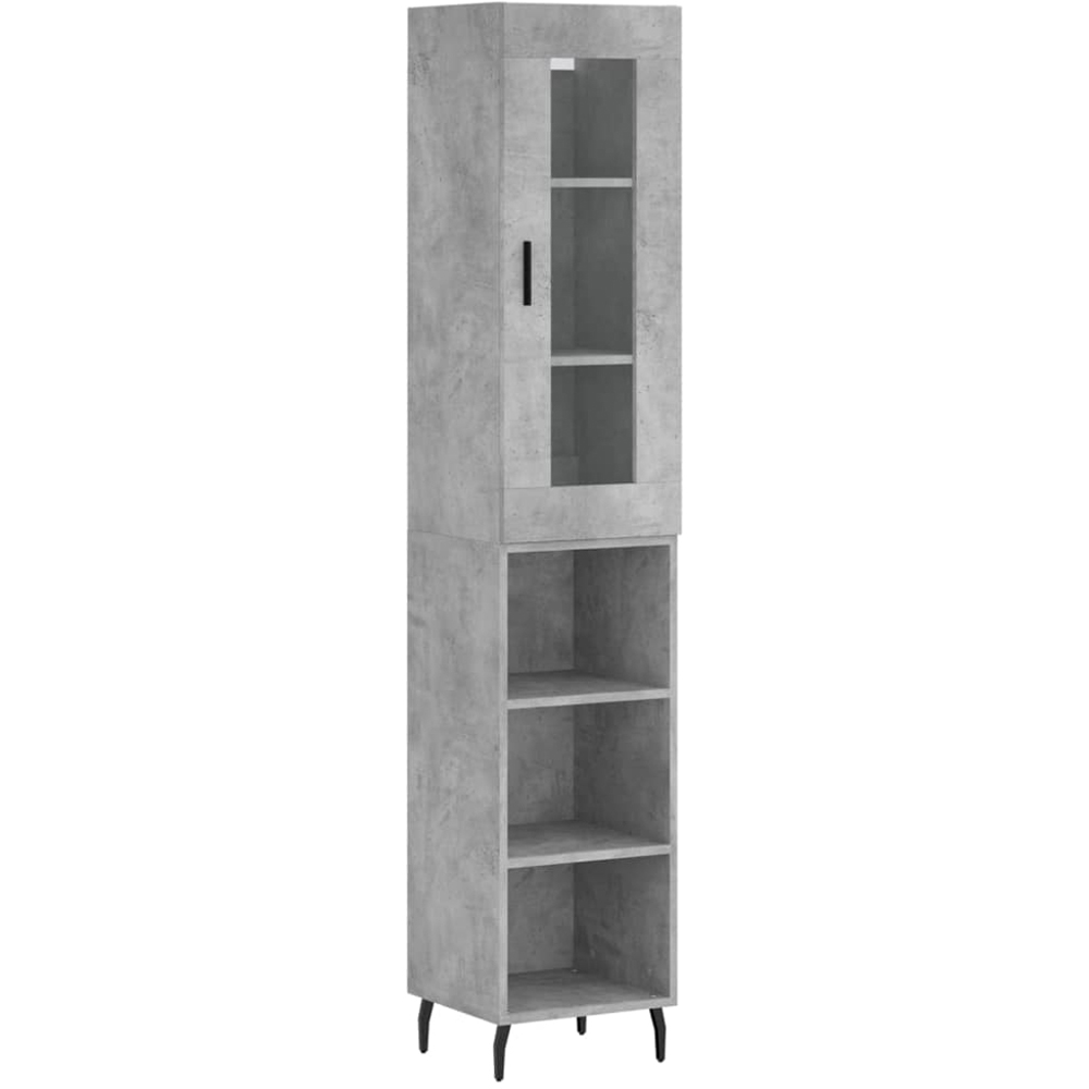 vidaXL Single Glass Door 3 Shelf Concrete Grey Highboard Image 2