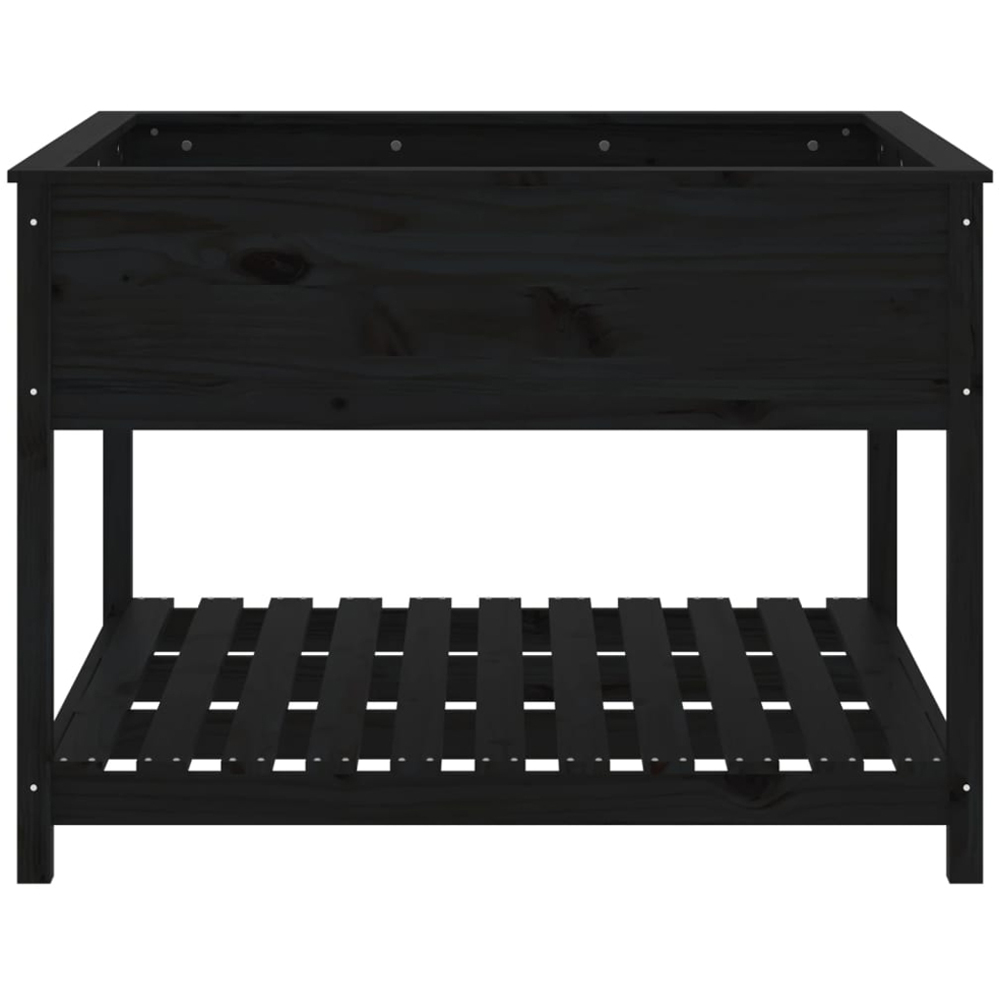 vidaXL Single Shelf Black Solid Pine Wood Garden Planter 111.5 x 111.5 x 81cm Image 3