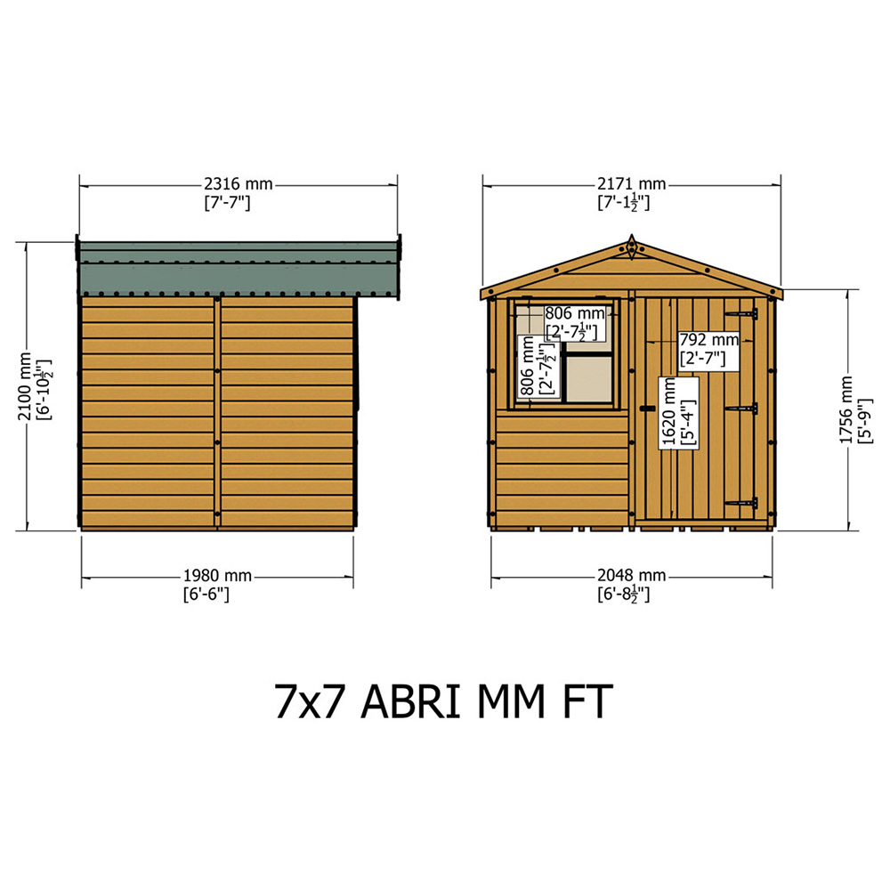 Shire Abri 7 x 7ft Dip Treated Wooden Shiplap Shed Image 5