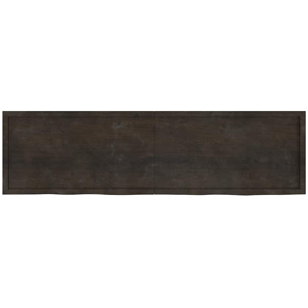 vidaXL 200 x 60 x 4cm Dark Brown Treated Solid Wood Oak Wall Shelf Image 2
