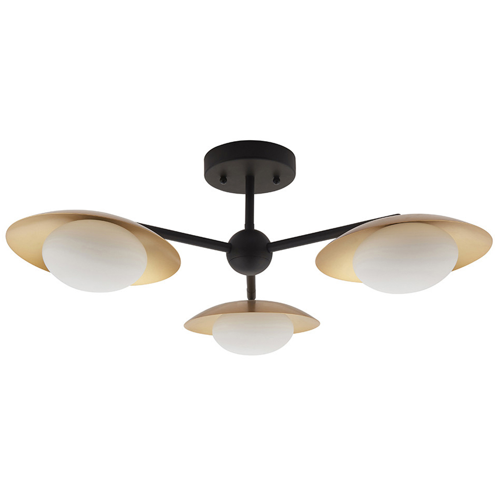 Merano Tivoli Gold and Dark Bronze 3 Light Ceiling Semi Flush Image 1