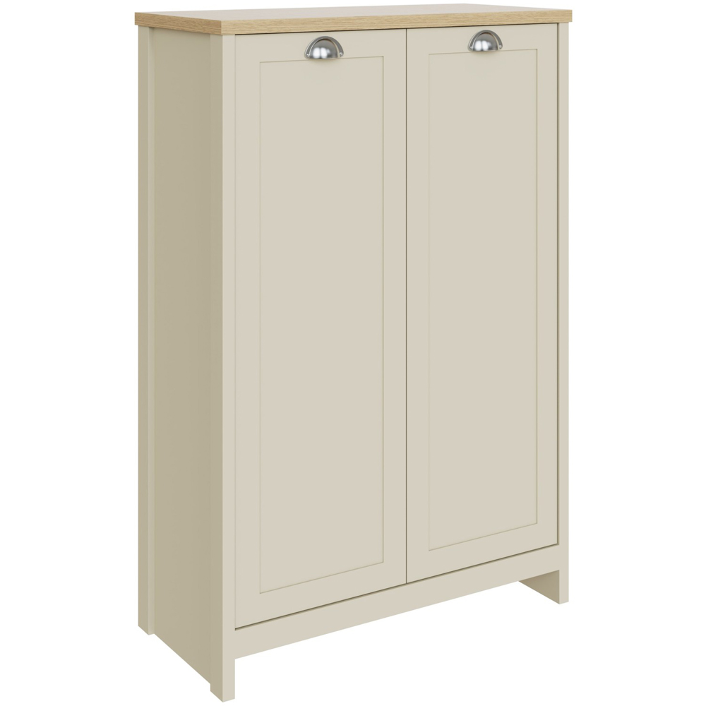 GFW Lancaster 2 Door Cream and Oak Tall Shoe Cabinet Image 2