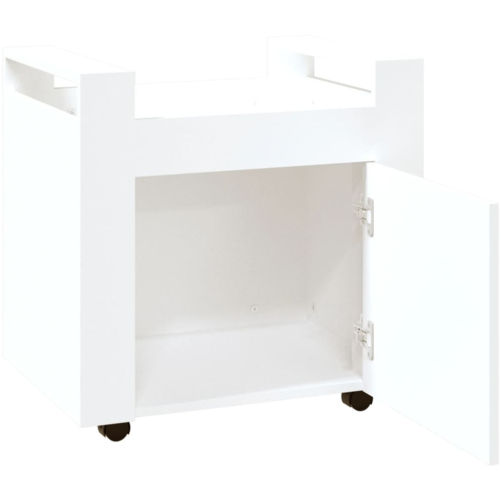vidaXL Single Door Single Shelf White Wooden Desk Trolley Image 4