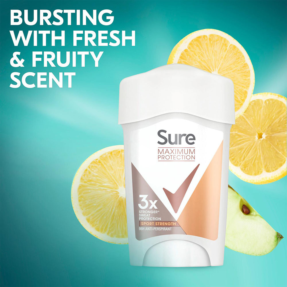 Sure Women Maximum Protection Sport Strength Anti-Perspirant Deodorant Cream Stick 45ml 24 Pack Image 5