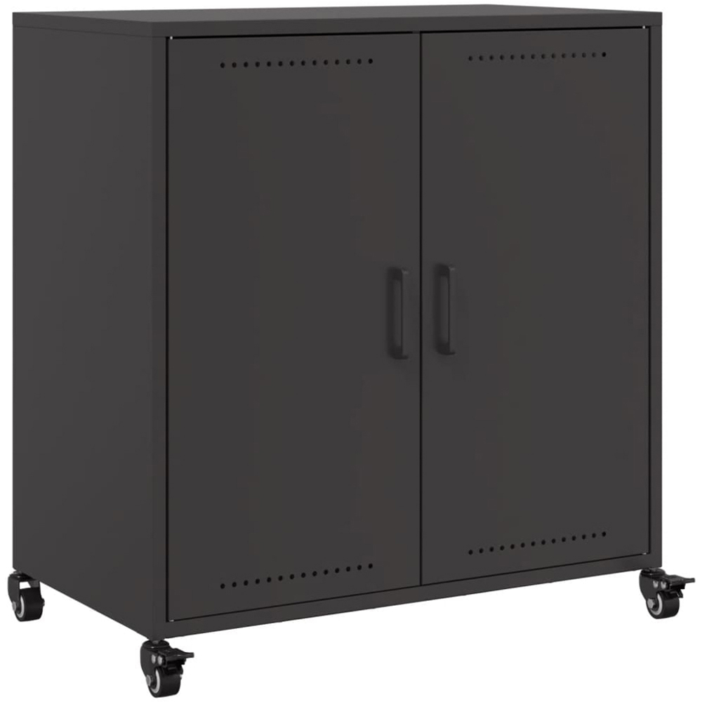 vidaXL 2 Door Black Steel Sideboard Image 2