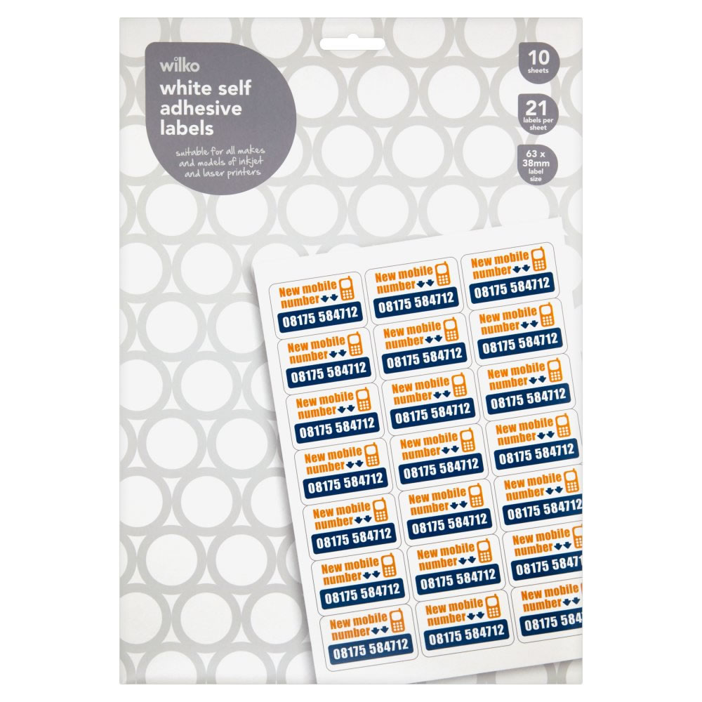 Wilko White Self Adhesive Labels 210 pack Image