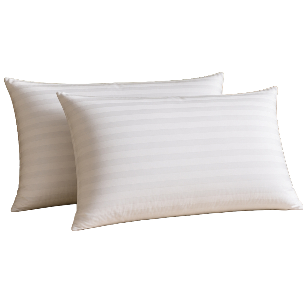 Opulent Home White Striped Medium-Firm Pillow 2 Pack Image 1