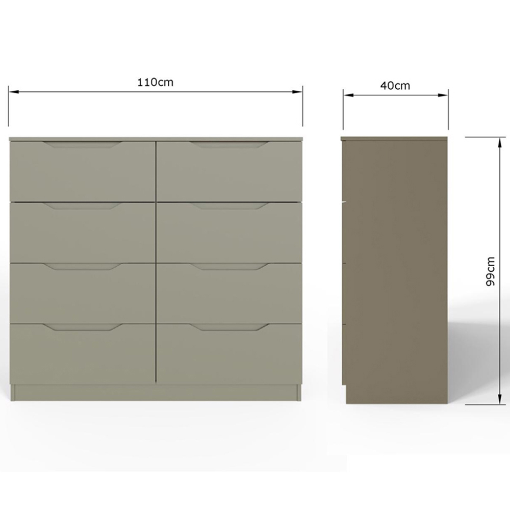 FWStyle Luno 8 Drawer Green Modern Wide Chest of Drawers Image 7