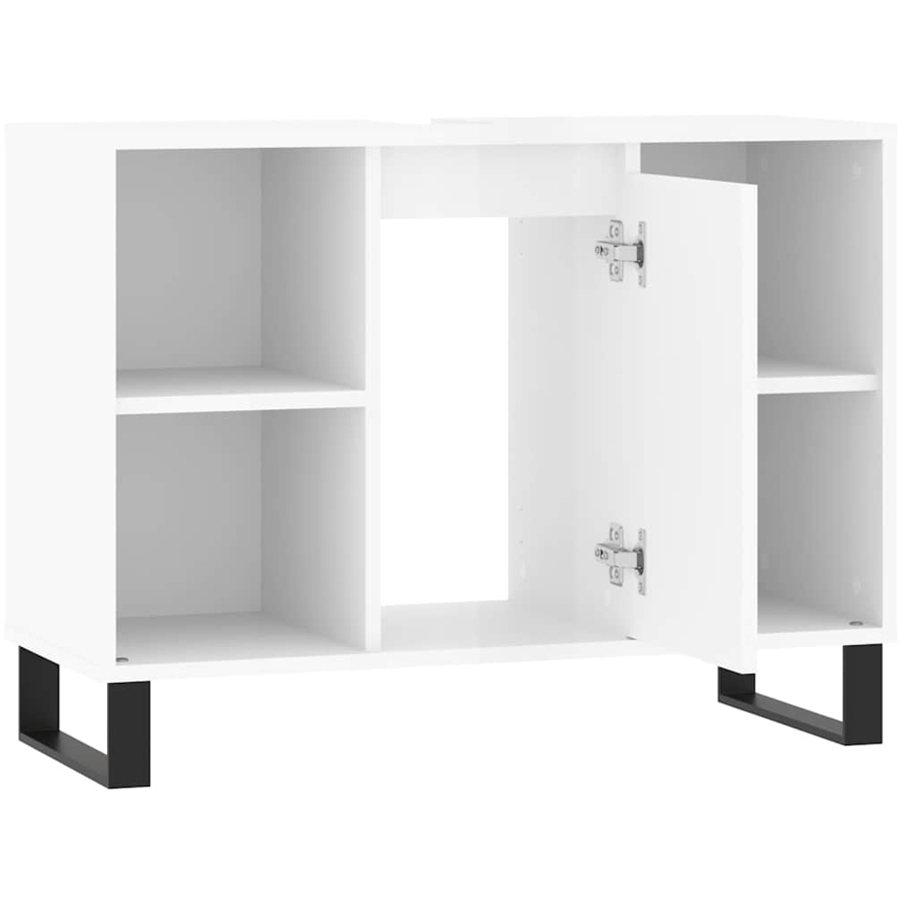 vidaXL Single Door 4 Shelf High Gloss White Bathroom Cabinet Image 5
