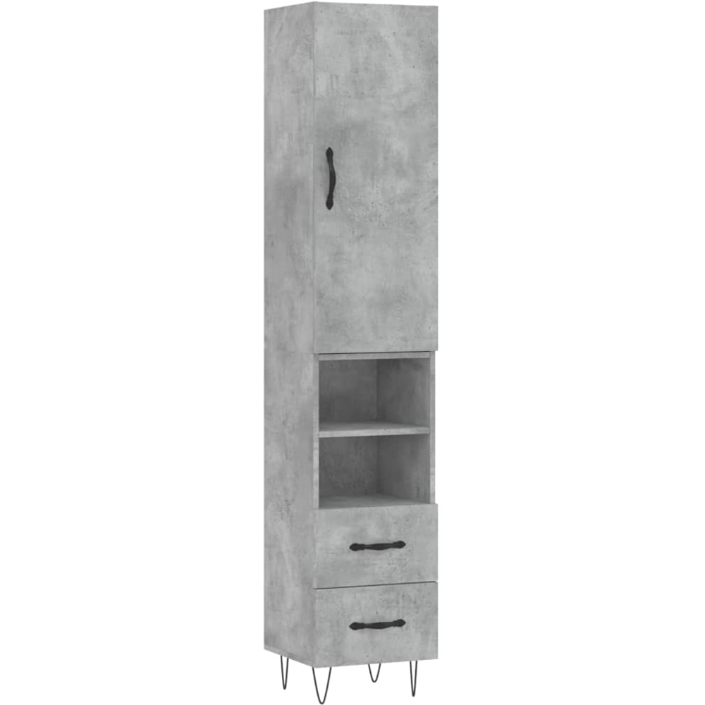 vidaXL Single Door 2 Drawer 2 Shelf Concrete Grey Highboard Image 2