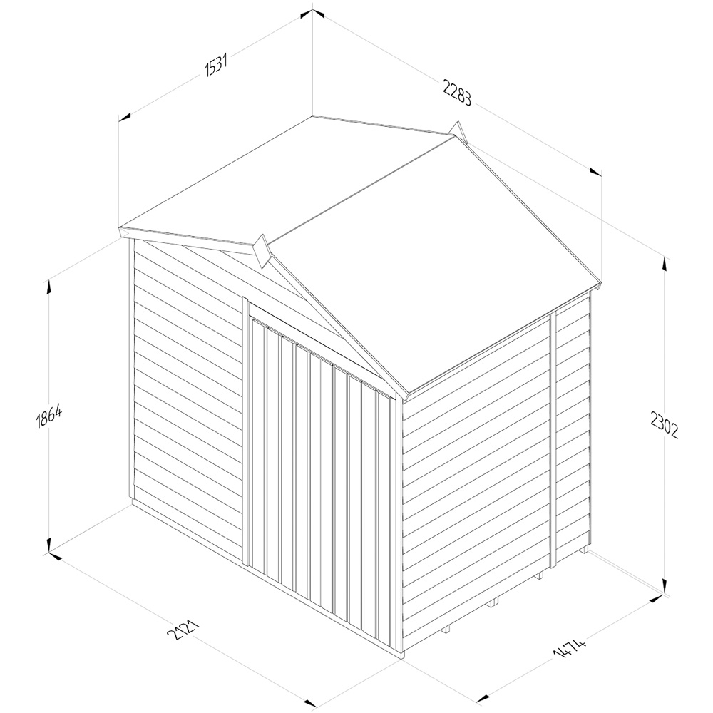 Forest Garden 4LIFE 7 x 5ft Double Door Apex Shed Image 9