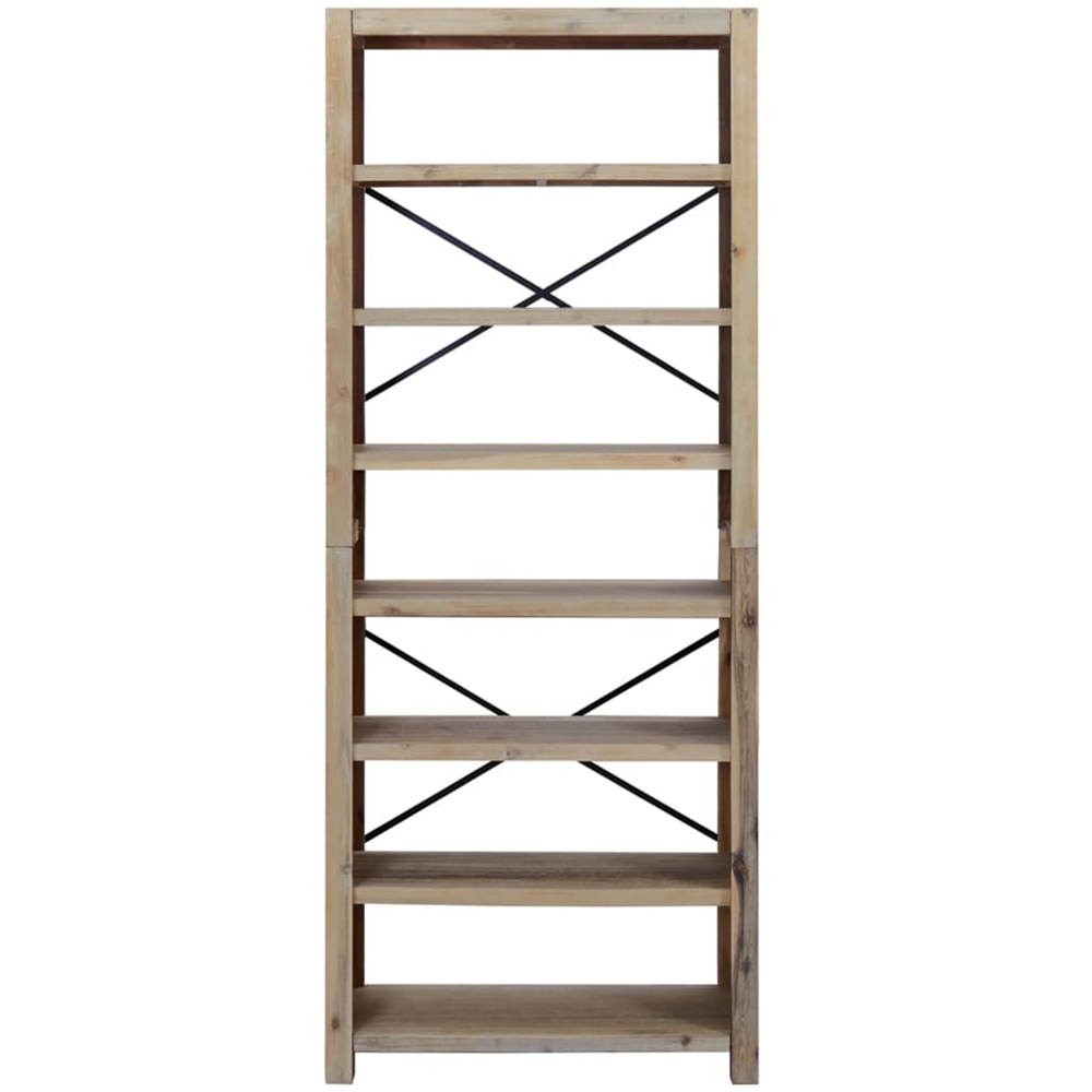 vidaXL 7 Shelf Natural Solid Acacia Wood Tall Bookcase Image 3
