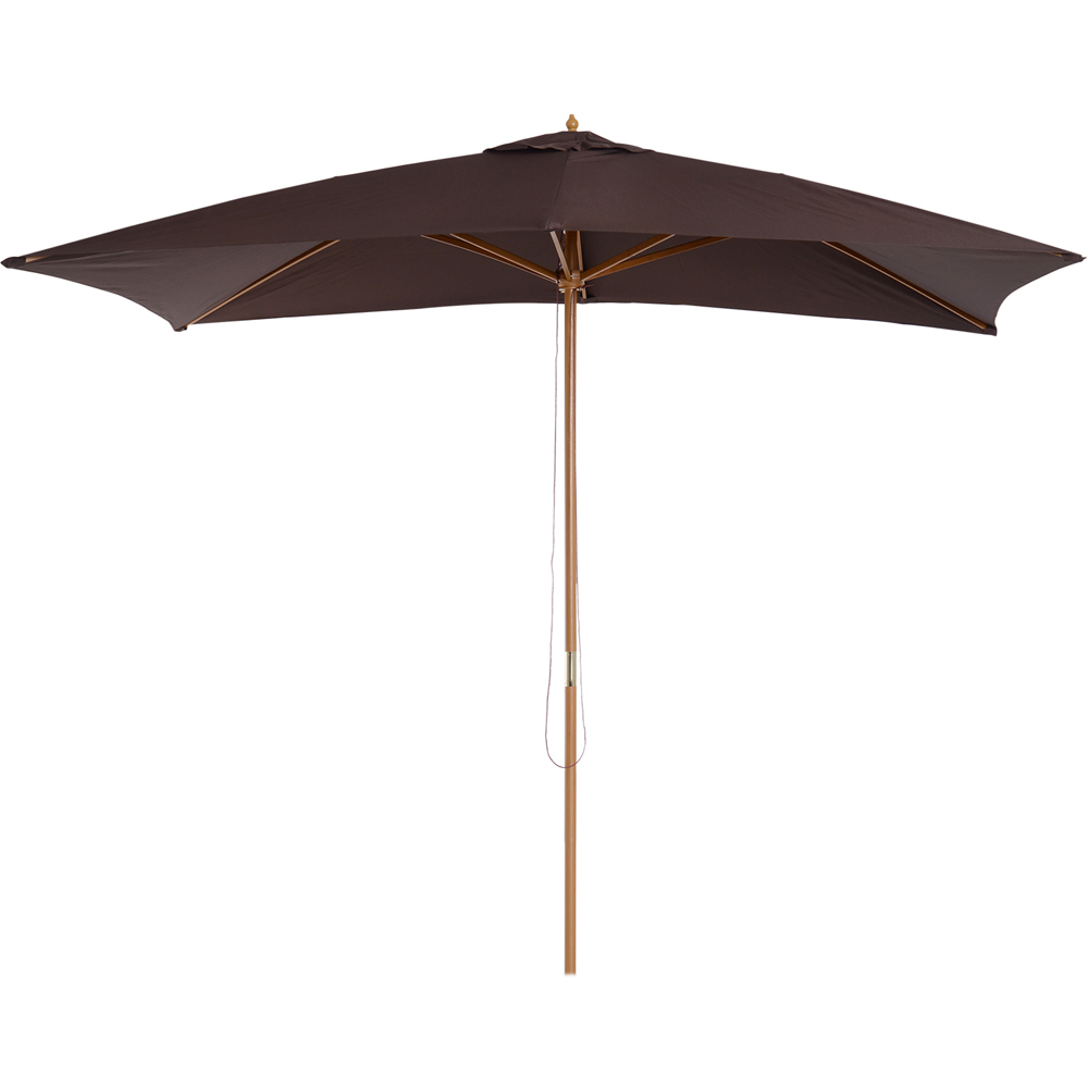 Outsunny Dark Coffee Wooden Parasol 2 x 3m Image 1