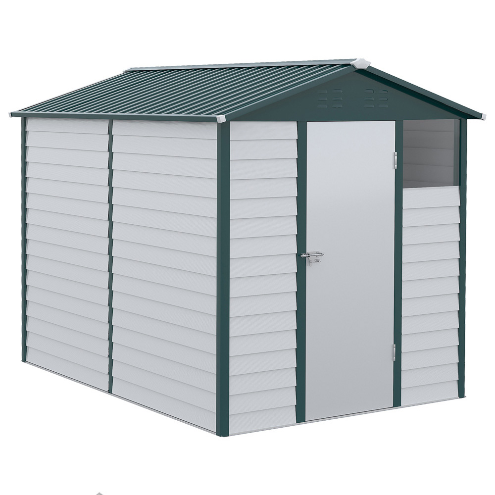 Outsunny 9 x 6ft White Sloped Roof Garden Storage Shed Image 1
