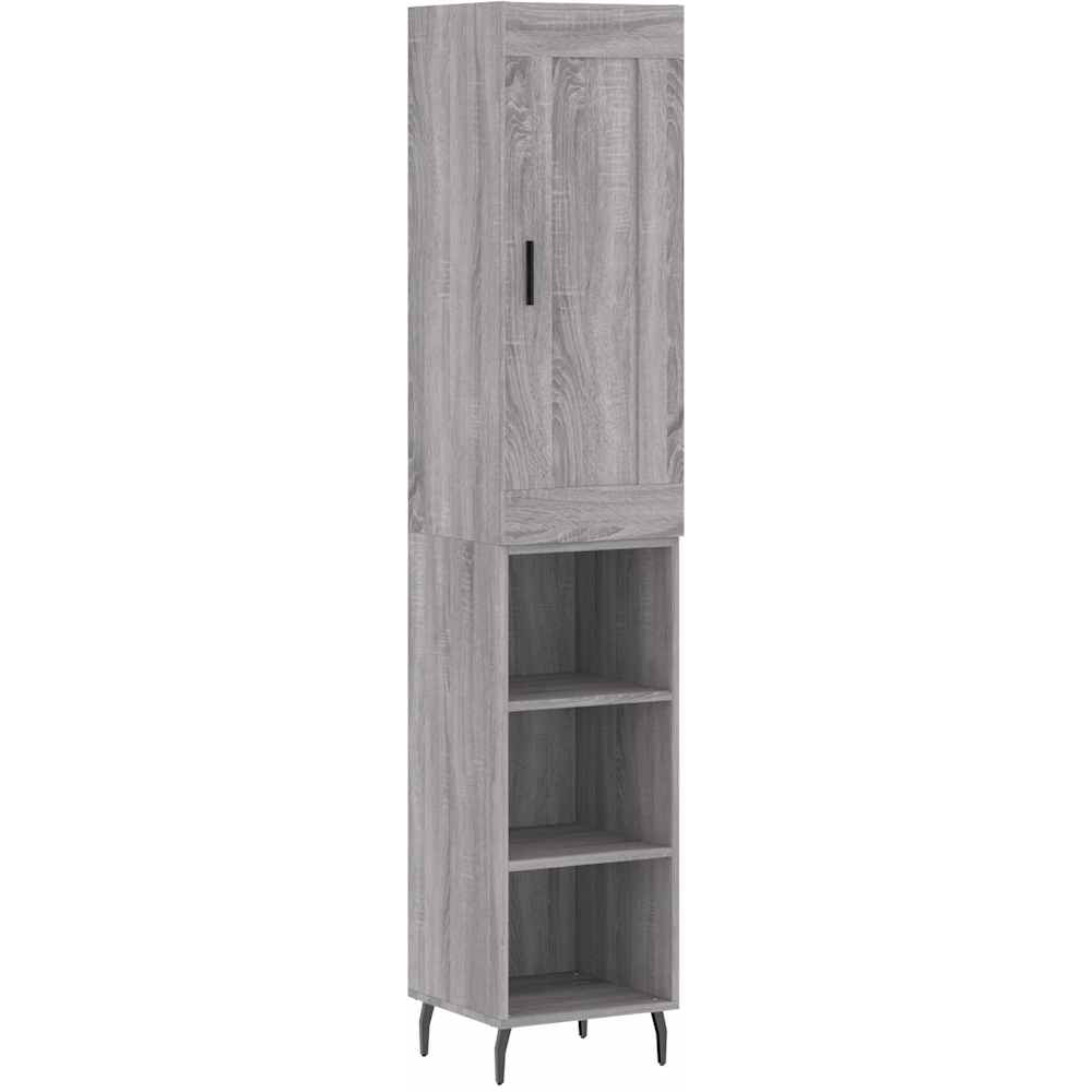 vidaXL Single Door 3 Shelf Grey Sonoma Wooden Highboard Image 2