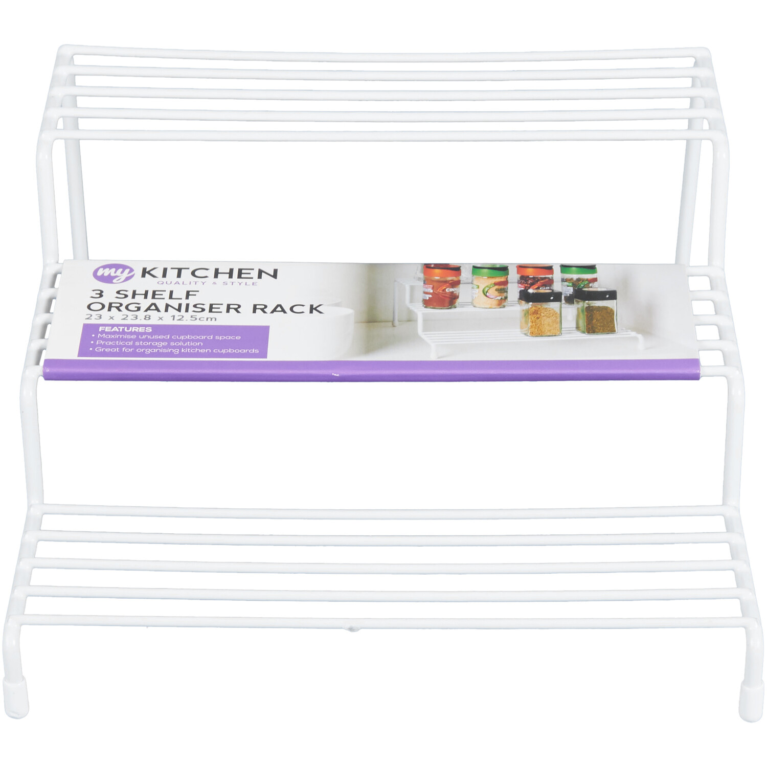 White Metal 3 Shelf Cupboard Organiser - White Image 1