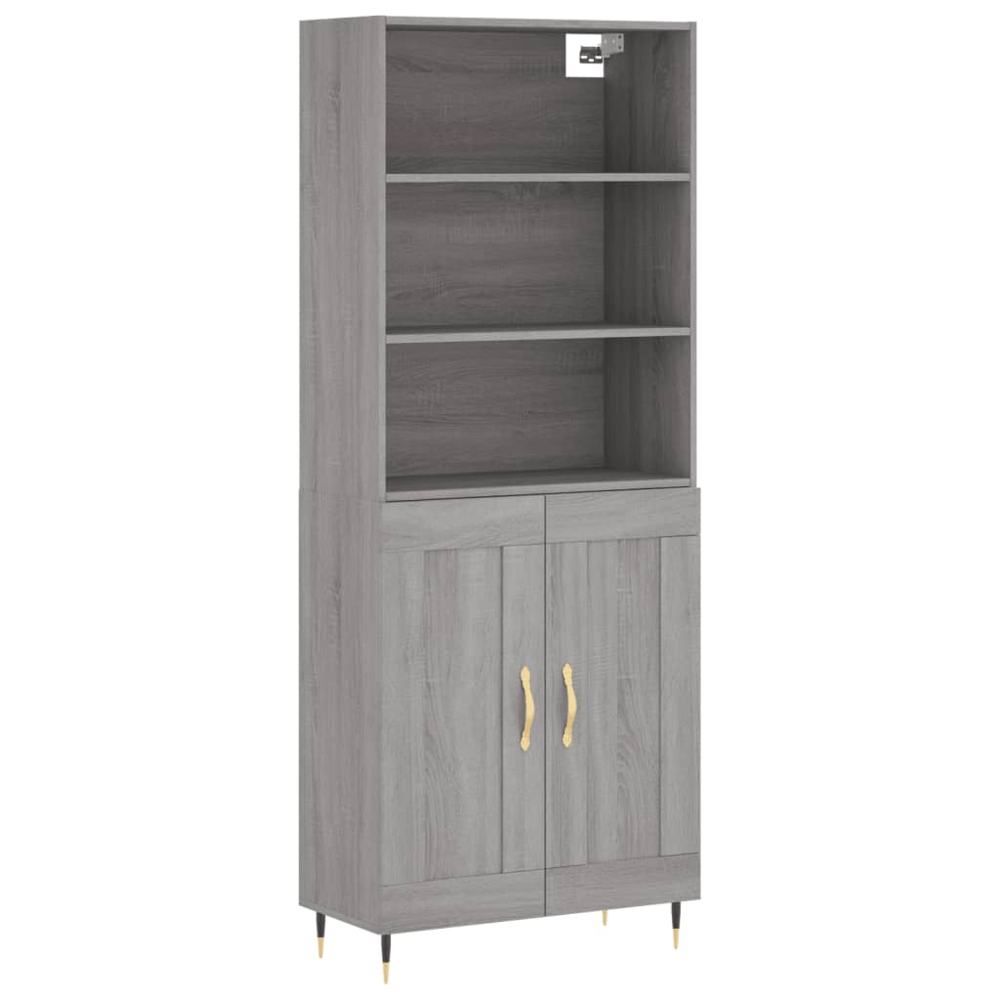 vidaXL 2 Door 3 Shelf Grey Sonoma Highboard Image 2