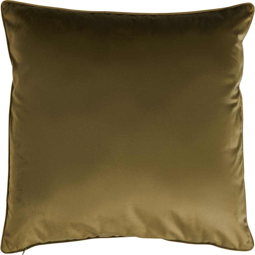 Wilko Olive Green Velour Cushion 55 x 55cm Image 1