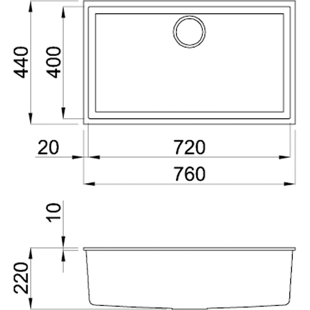 Reginox Quadra 130 TT Grey Square Granite Sink 400 x 720mm Image 3