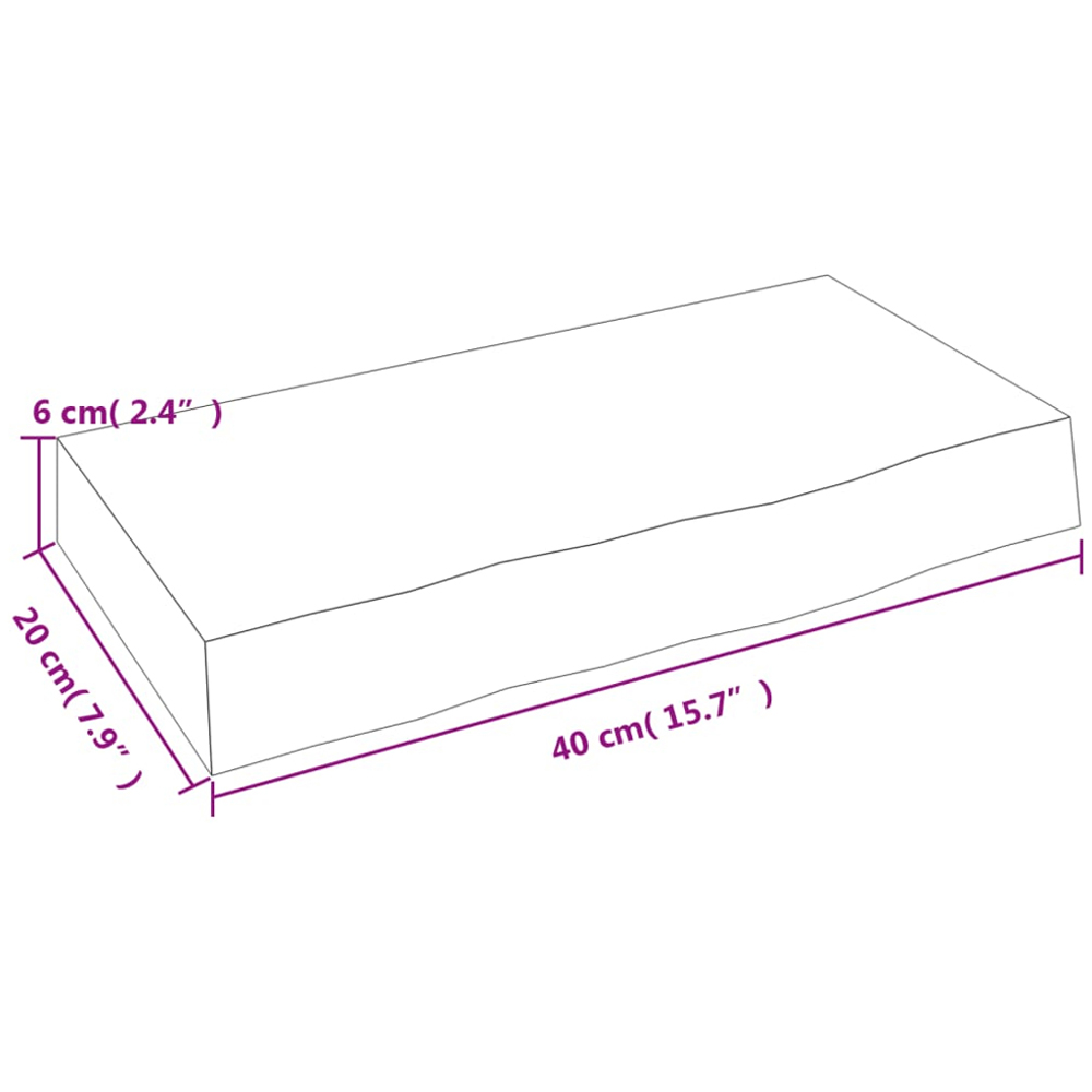 vidaXL 40cm Natural Untreated Solid Oak Wood Floating Wall Shelf Image 6
