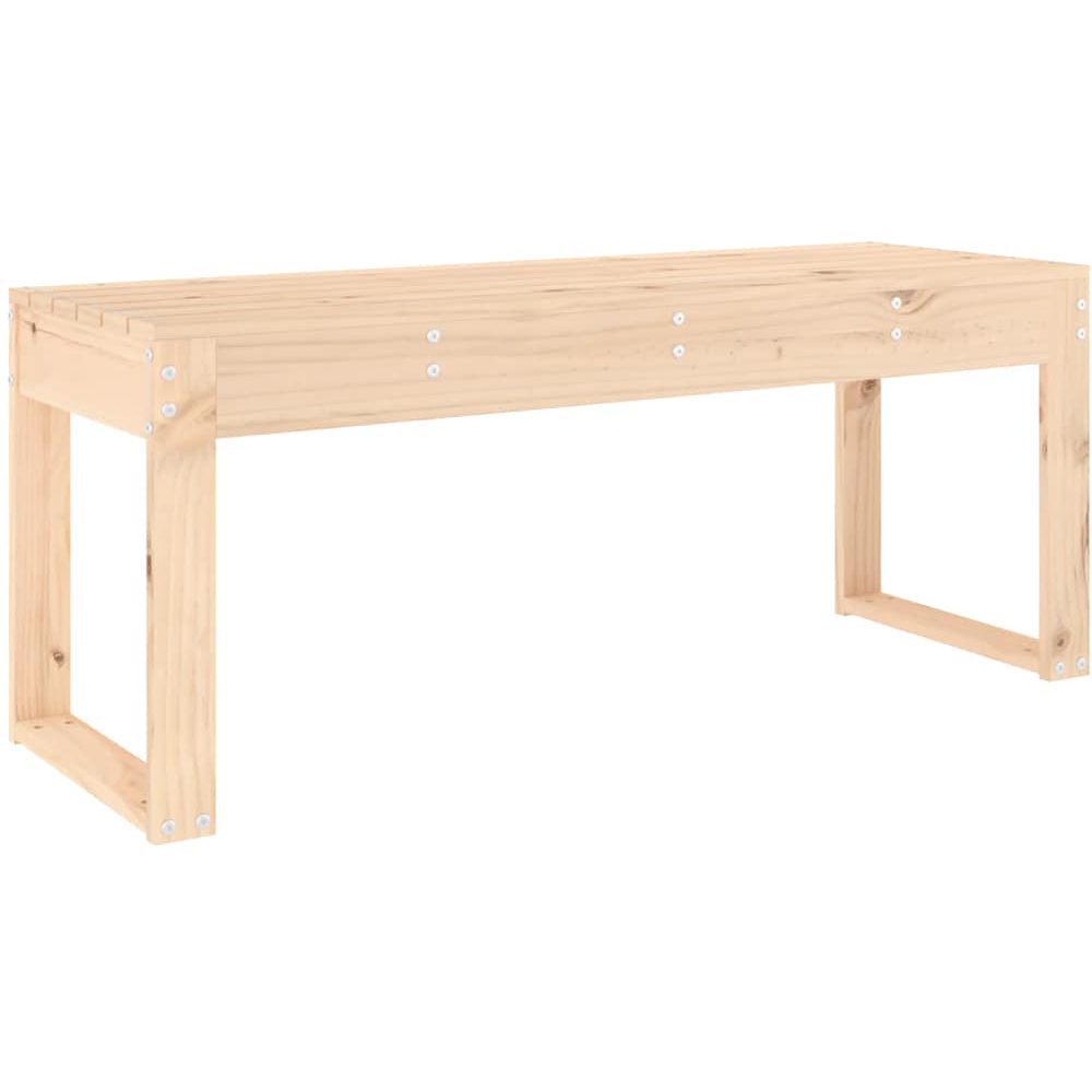 vidaXL Natural Solid Pine Wood Slatted Garden Bench 110 x 38 x 45cm Image 4