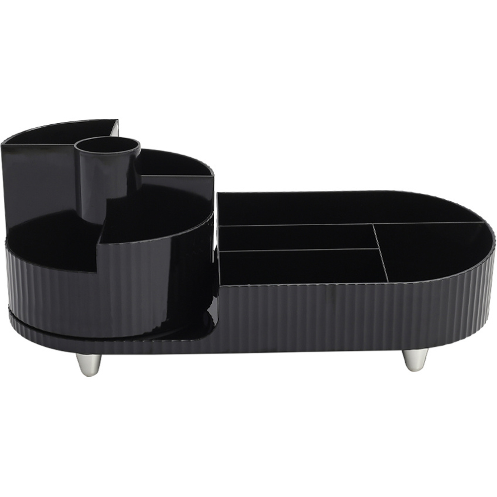 H&O Direct Black Makeup Organiser with Rotating Brush Holder Image 1