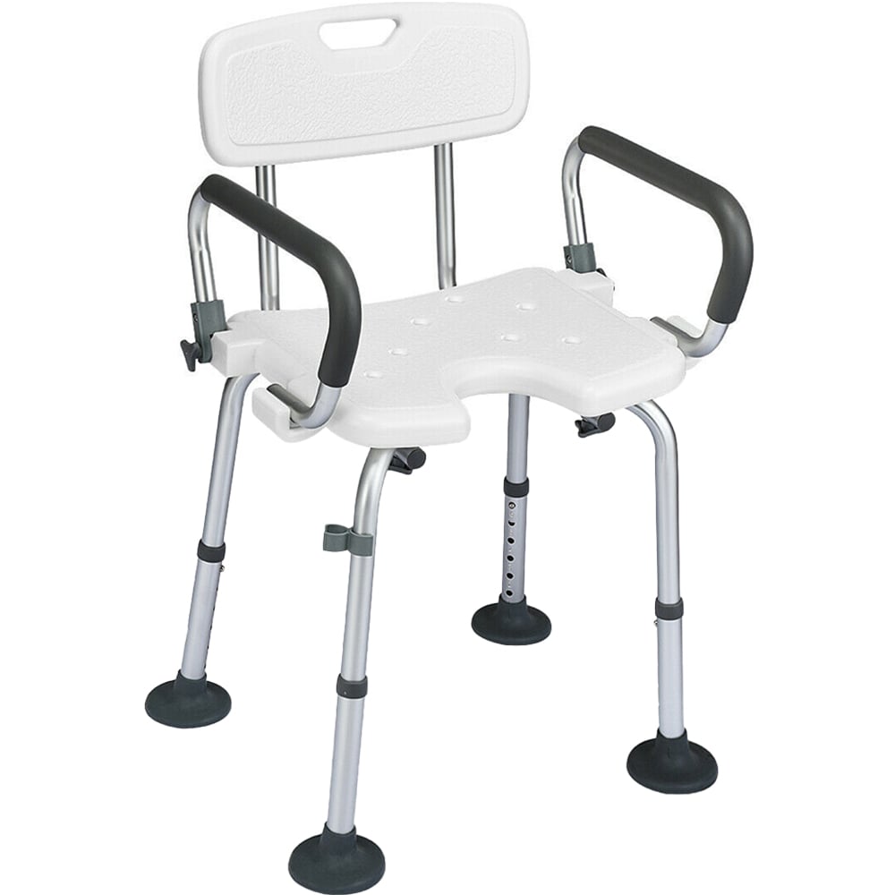 Costway White Height Adjustable Shower Chair Image 1