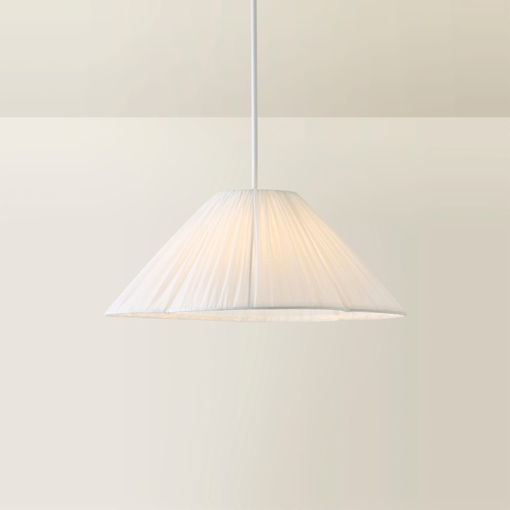ValueLights Posie White Gathered Tapered Wave Easy Fit Pendant Lamp Shade 50cm Image 3