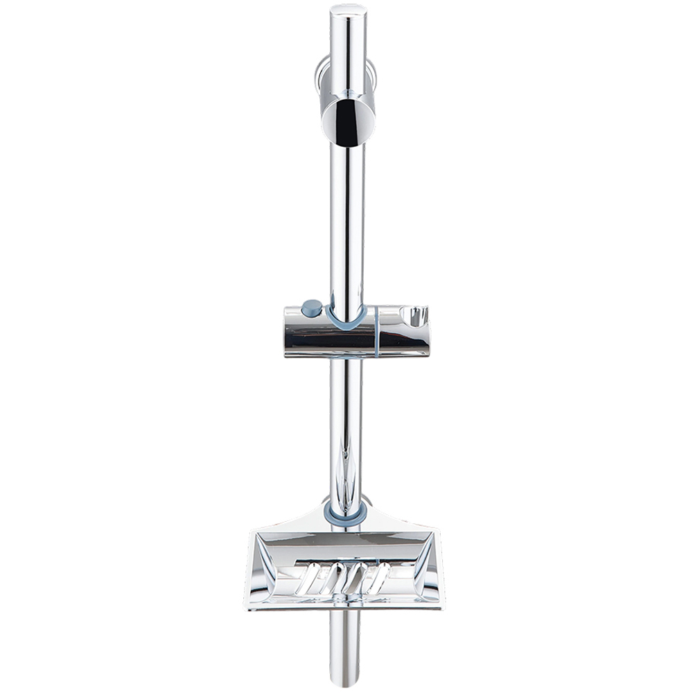 Living and Home Silver Shower Riser Rail Slider Bar with Soap Tray Image 4