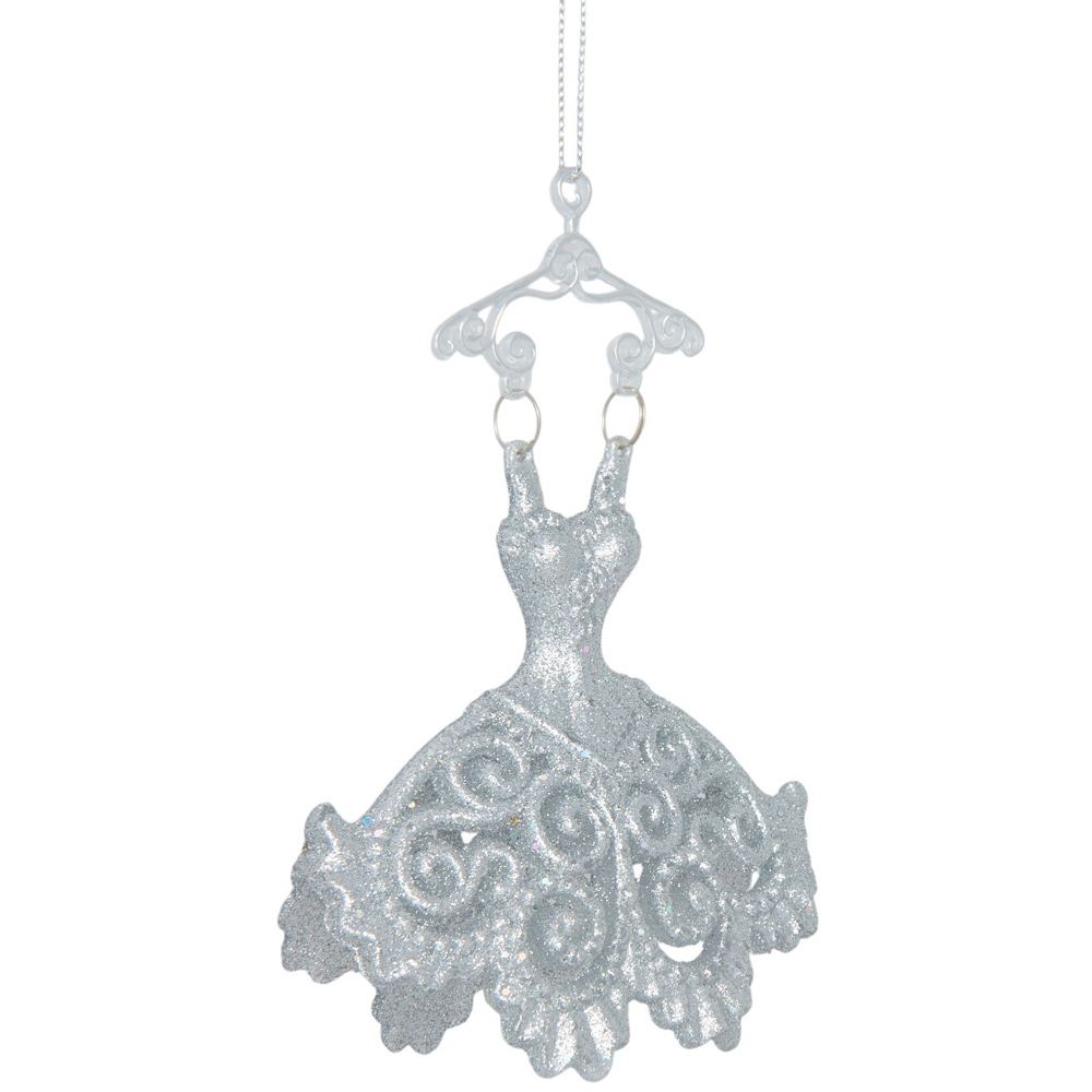 Silver Glitter Dress Hanging Decoration Image 4